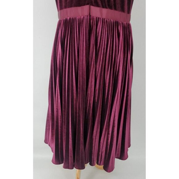 TED BAKER Cornela Pleated Velvet Midi Dress ~ Oxblood Burgundy TB4 US 5 - Picture 12 of 16